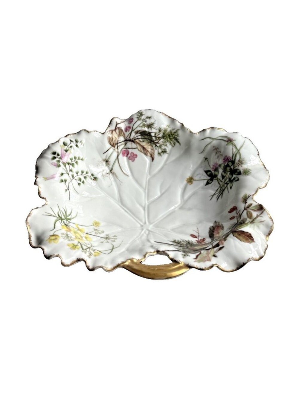Thompson Gilded Scalloped Crescent Bone/Trinket Dish Outlined in Gold